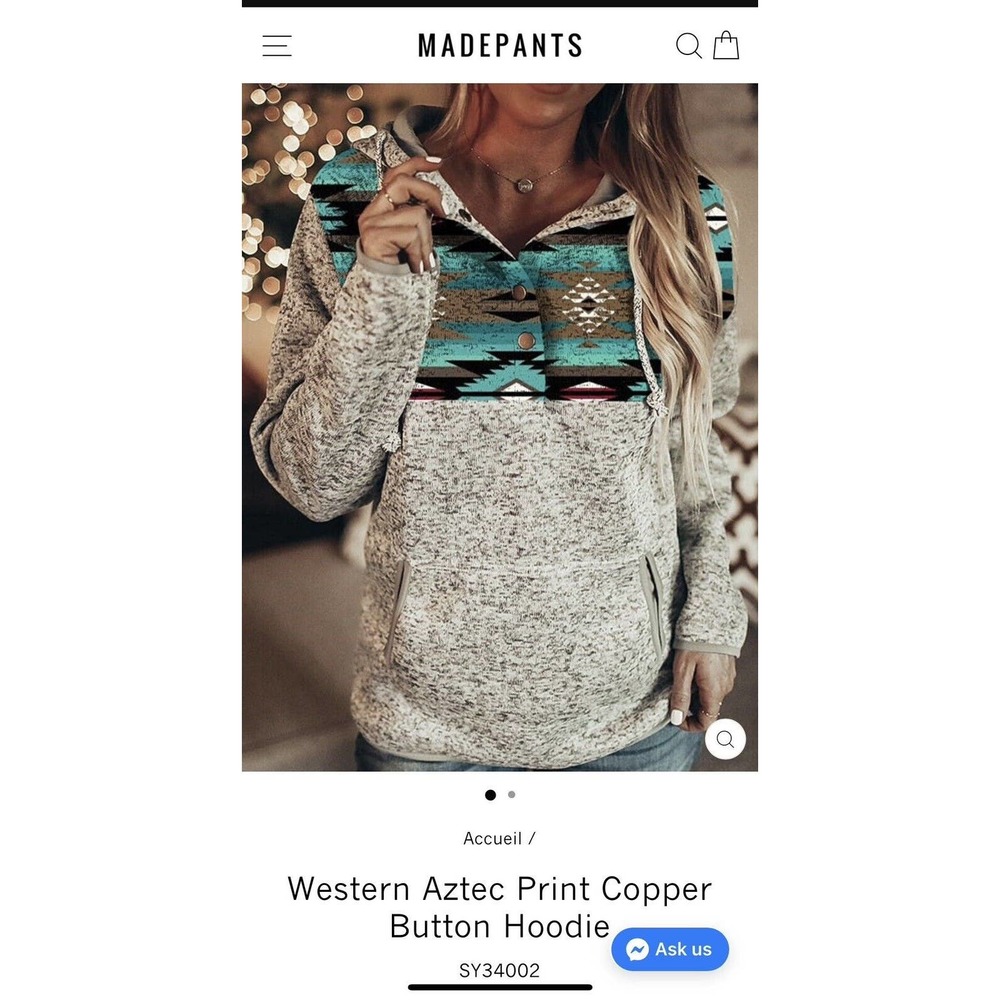 Printed AZTEC Unisex Pullover Lightweight Hoodie SIZE Medium